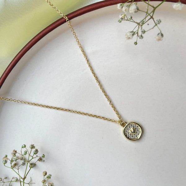 Golden Heart Medallion Necklace