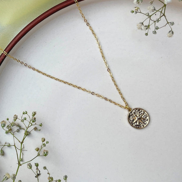 Golden Compass Medallion Necklace