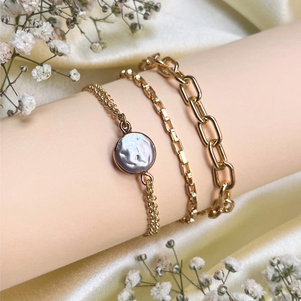 Textured Pearl Bracelet Stacks